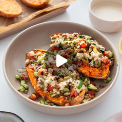 Roasted Sweet Potato Tabbouleh Bowl