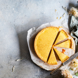 Deliciously Sweet Baked Custard Tart With Dried Apricot Compote