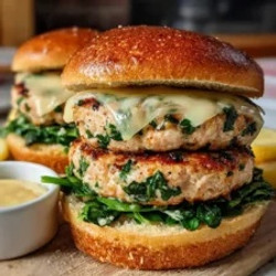 White Cheddar And Spinach Chicken Burgers