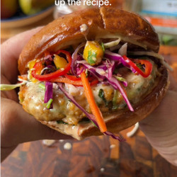 Thai Chicken Burgers With Mango Slaw And Sambal Aioli