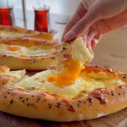 Cheesy Pita With Egg Yolk