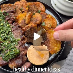 Steak, Crispy Smashed Potatoes & Chimichurri