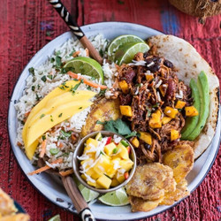 Adobo BBQ Pork with Mango Salsa (tacos? rice?)