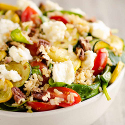 Baked Honey Feta Squash &amp; Brown Rice Salad