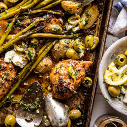 Sheet Pan Honey Garlic Chicken And Feta Potatoes