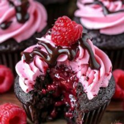 Raspberry Chocolate Lava Cupcakes