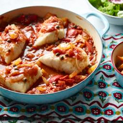 Sicilian Fish With Sweet Potato Chips