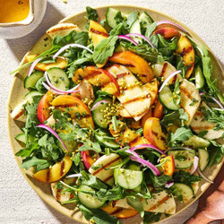 Halloumi Salad With Peaches And Arugula