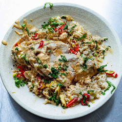 Steamed Chicken Rice Bowl With Peanut &amp; Sesame