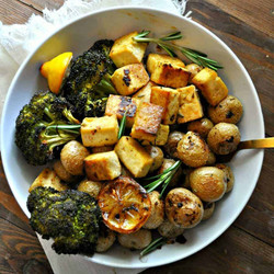Vegan Dijon Rosemary Sheet Pan Dinner