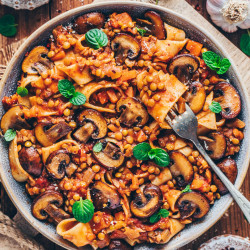 Mushroom And Lentil Ragu Pasta