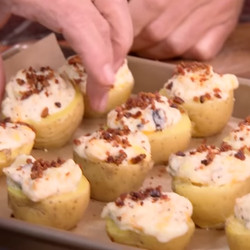Cheesy Bacon Stuffed Mini Potatoes