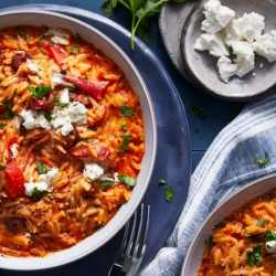 Easy Mediterranean Risoni With Goat’s Cheese