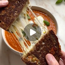 Roast Vegetable Soup With A Melty Cheese &amp; Pickled Jalapeño Toastie