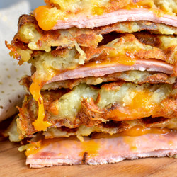 Cheese And Ham Stuffed Hash Brown Waffle