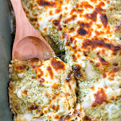 High Protein Pesto Lasagna Roll Ups