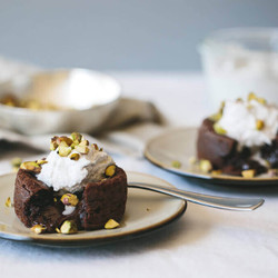 Molten Chocolate Cake With Coconut Whipped Cream And Pistachios (dairy-free, Paleo)