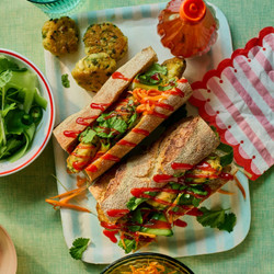 Spicy Crab Cake Banh Mi With Quick Pickles seafood Georgina Hayden