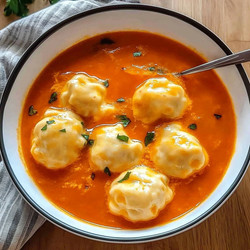 Tomato Soup With Cheese Dumplings