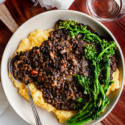 Bbq Lentils Over Cheese Grits