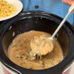 Crockpot Boursin Beef Stroganoff