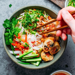 Vegan Bún Chả Giò (vietnamese Noodles With Spring Rolls)