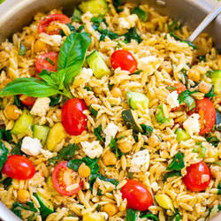 Lemon Basil Greek Orzo Salad