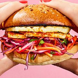 Spiced Halloumi &amp; Pineapple Burger With Zingy Slaw
