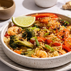 Honey Garlic Noodle Stir Fry With Shrimp