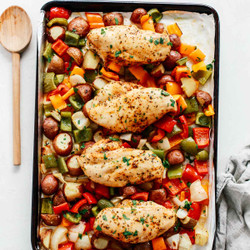 One Sheet Roasted Chicken And Vegetables