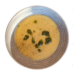 WHITE BEAN, LEEK, AND POTATO SOUP WITH LEMON SALSA VERDE AND CRUSTY BREAD