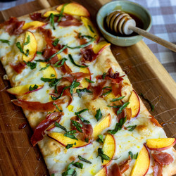 Peach Prosciutto Hot Honey Flatbread
