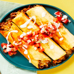 Beef Flautas Supreme With Pico De Gallo &amp; Lime Crema