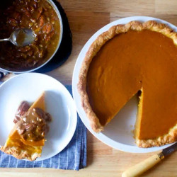 Classic Pumpkin Pie With Pecan Praline Sauce