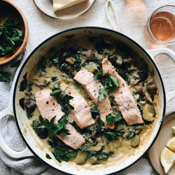 Creamy Potatoes With Spinach And Salmon