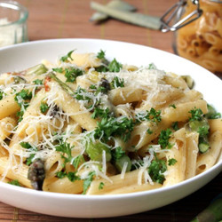Vegetarian Manchego Asparagus Carbonara