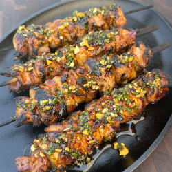 Hot Honey Lemon Pepper Chicken Skewers