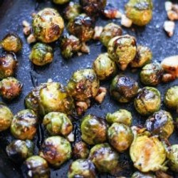 Roasted Brussels Sprouts With Balsamic Cream And Hazelnuts