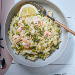 Lemon And Garlic Prawn Orzo