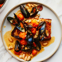 Mussels With Chorizo And Tomatoes On Toast