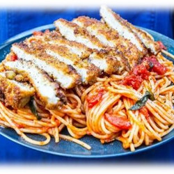 Chicken Milanese with Spaghetti Napoli 