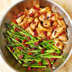 Paprika Chicken, Asparagus, And Sun-dried Tomatoes Skillet