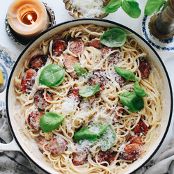Creamy Cajun Sausage With Linguine