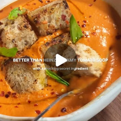 Creamy Cottage Cheese Roasted Tomato Soup With Parmesan-honey Sourdough Croutons