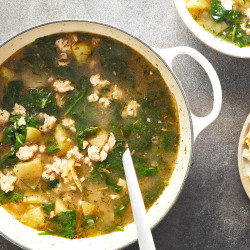 Lemony Greek Chicken, Spinach And Potato Stew