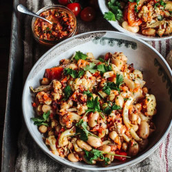 Roast Cauliflower, Fennel And White Bean Salad With Roast Tomato Salsa