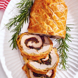 Turkey Wellington With Caramelized Onions And Mushroom Sauce