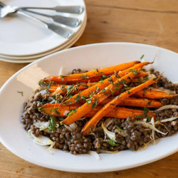 French Green Lentil Salad With Roasted Carrots And Thyme