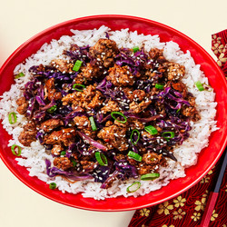 Moo Shu Pork Bowls With Cabbage, Scallions &amp; Buttery Rice