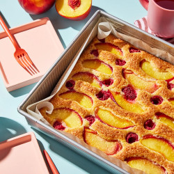 Peach Melba Snacking Cake